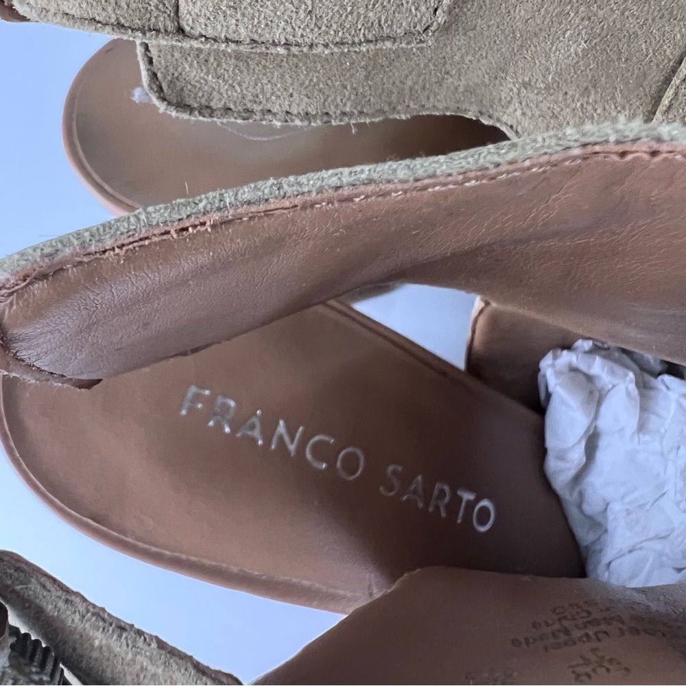 Franco Sarto Booties Boots Ankle Suede Leather Tan 6.5  New - Picture 3 of 8